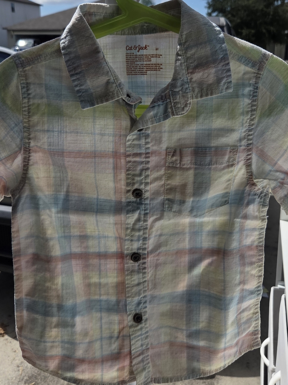 Cat & Jack Pastel Plaid Short-Sleeve Button-Down Shirt